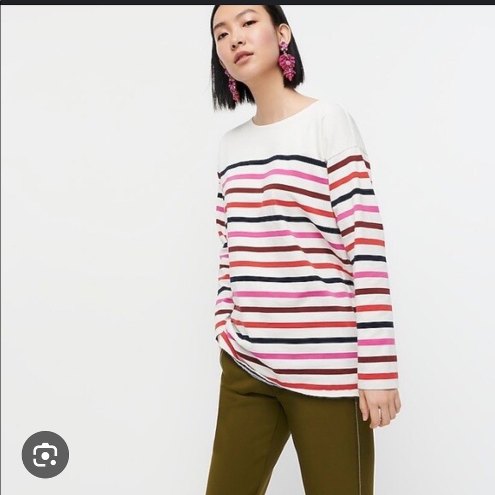 J Crew - Boatneck structured striped tee